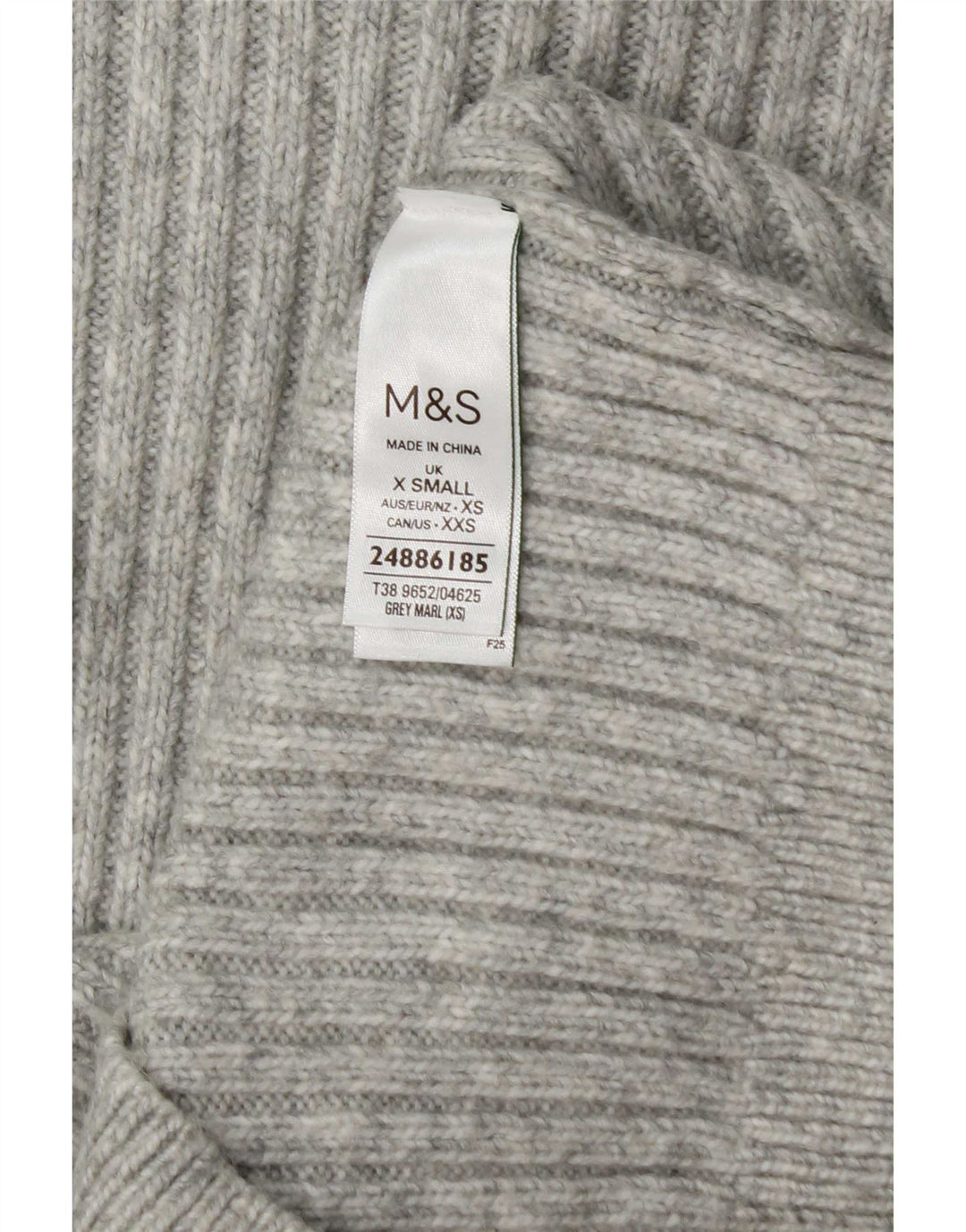 Marks & Spencer Damen-Pullover mit Rundhalsausschnitt, Gr. 6, XS, Grau, Polyester