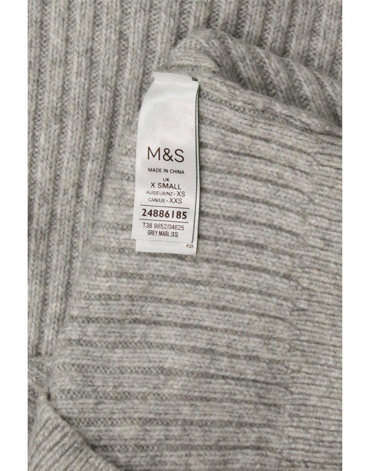 Marks & Spencer Damen-Pullover mit Rundhalsausschnitt, Gr. 6, XS, Grau, Polyester