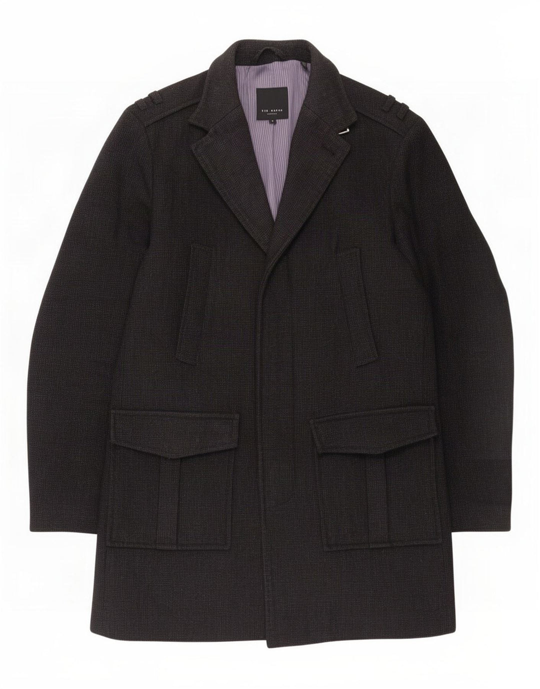 Ted Baker Herren-Militärmantel, Größe 4, große graue Wolle