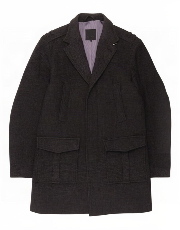Ted Baker Herren-Militärmantel, Größe 4, große graue Wolle