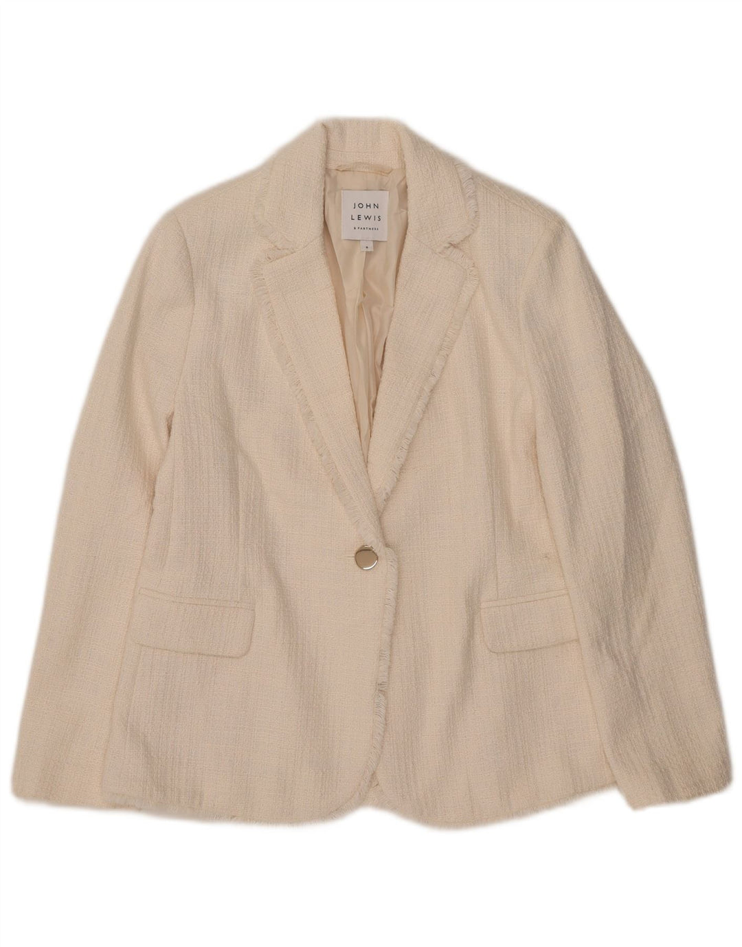 John Lewis Damen-Blazerjacke mit 1 Knopf, UK 10, Größe S, weiße Baumwolle