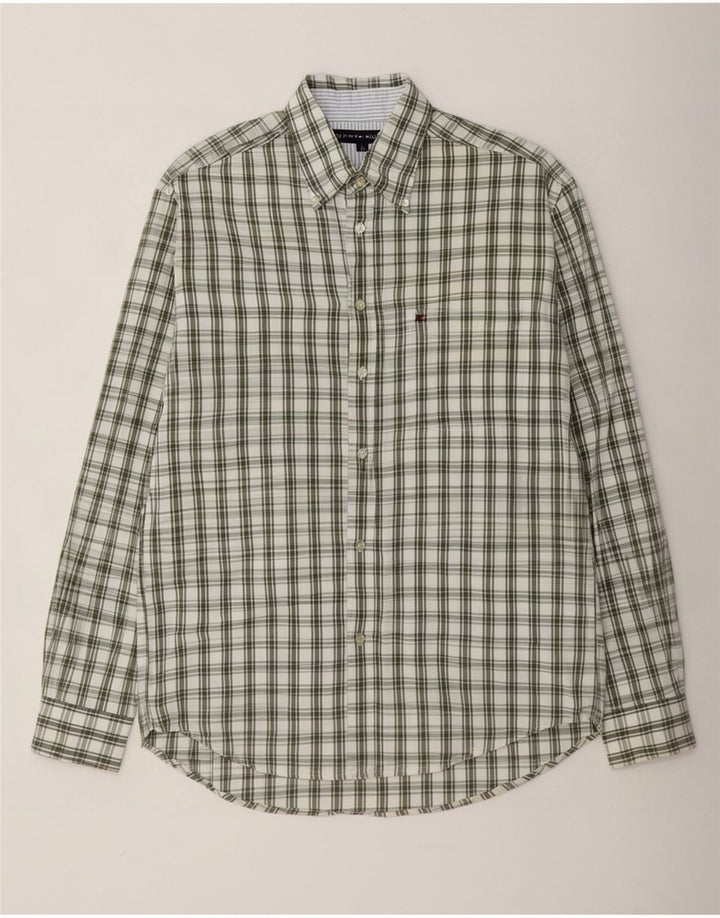Tommy Hilfiger Herrenhemd, groß, grün kariert, Baumwolle
