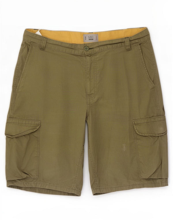 Marks & Spencer Mens Cargo Shorts Large W34 Khaki Cotton