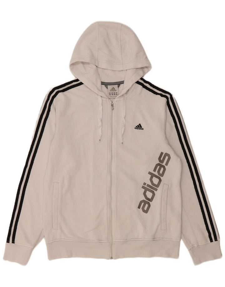Adidas Herren-Kapuzenpullover mit grafischem Reißverschluss, mittelweiße Baumwolle