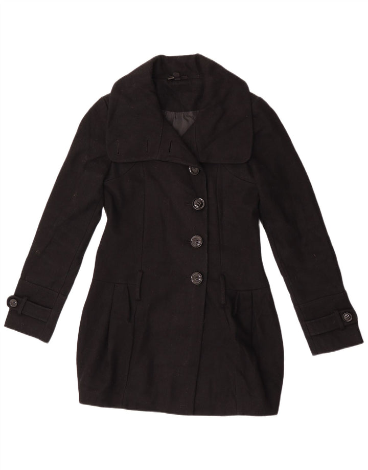 Topshop Damenmantel UK 8 Small Schwarze Wolle