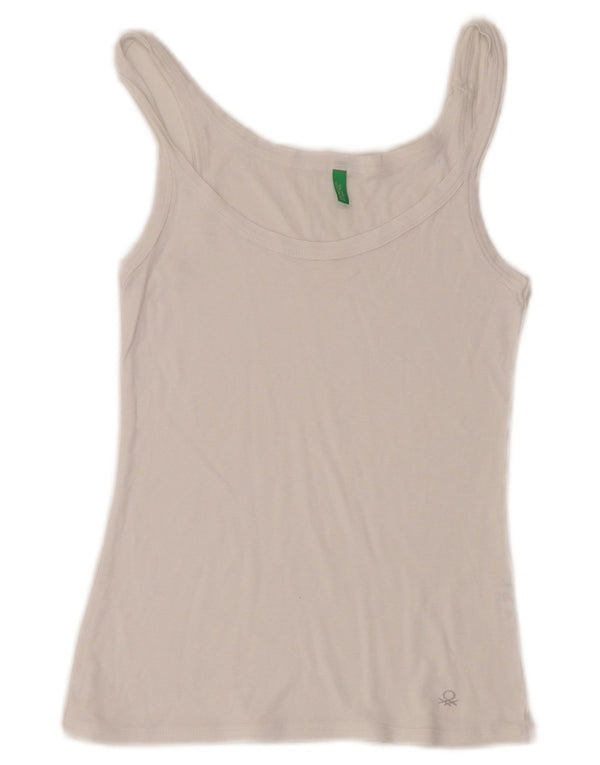 Benetton Damen Cami Top UK 10 Small Weiße Baumwolle