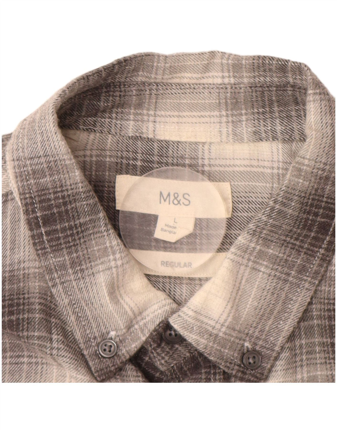 MARKS & SPENCER Herren-Flanellhemd mit normaler Passform, groß, grau kariert, Baumwolle