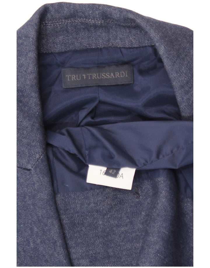 Trussardi Damen-Blazer mit 3/4-Ärmeln, zweireihig, IT-Größe 42, Mittelblau