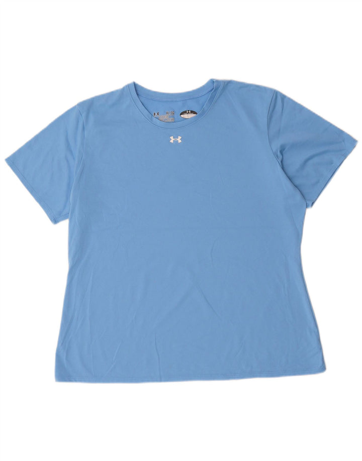 UNDER ARMOUR Damen Heat Gear T-Shirt Top UK 18 XL Blau Polyester
