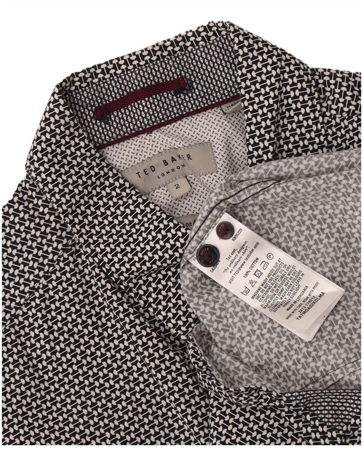 Ted Baker Herrenhemd, Größe 2, klein, schwarze, geometrische Baumwolle
