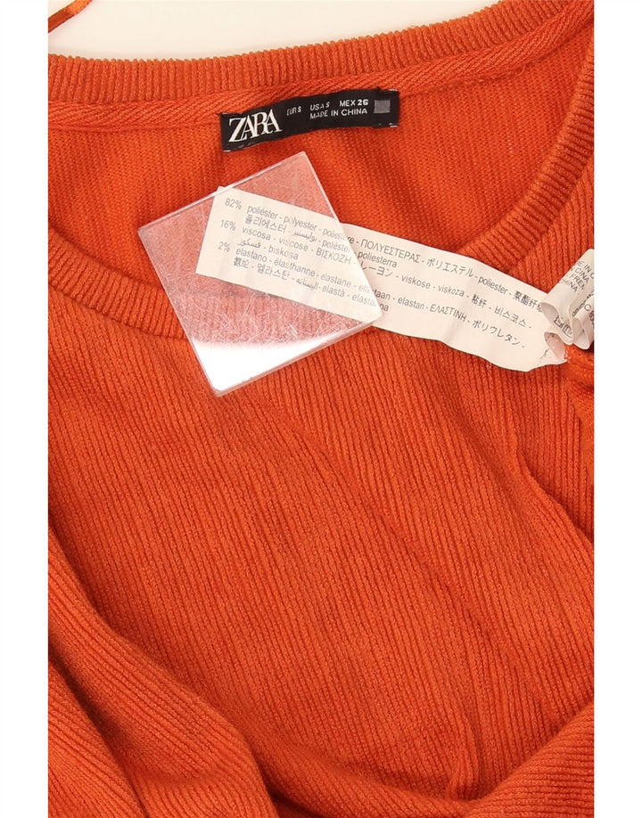 Zara Damen-Bluse mit langen Ärmeln, übergroß, Gr. 10, Größe S, Orange, Polyester