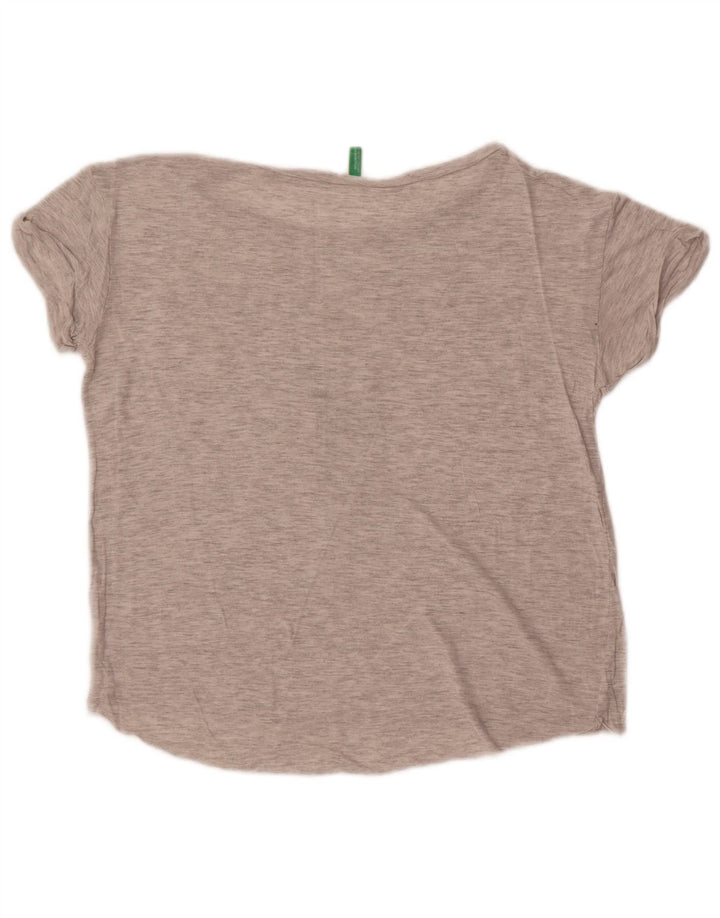 Benetton Womens Graphic T-Shirt Top UK 14 Mittelgrau meliert