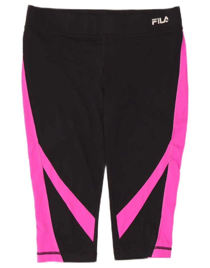 Fila Damen Capri-Leggings UK 14 Mittelschwarzes Colourblock-Polyester