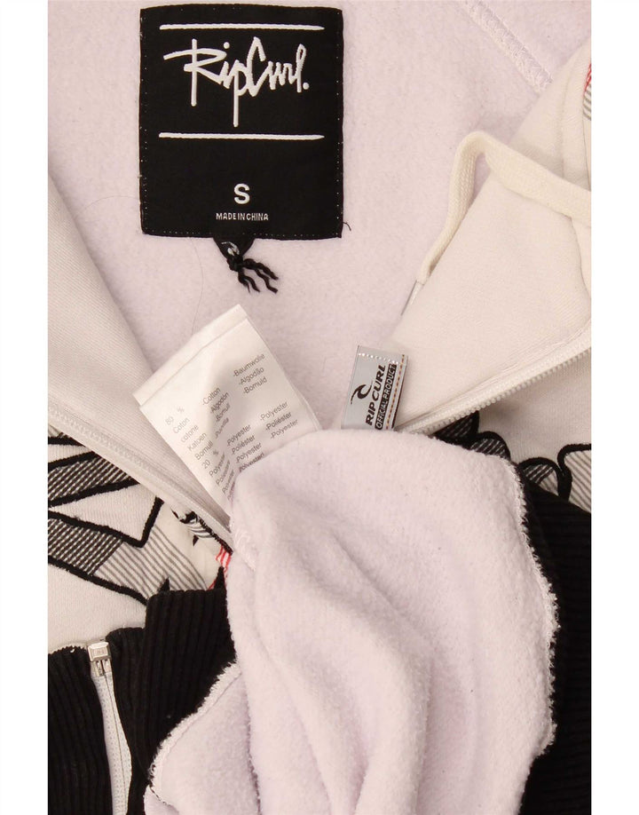 Rip Curl Herren-Kapuzenpullover mit grafischem Reißverschluss, Größe S, weiße Baumwolle