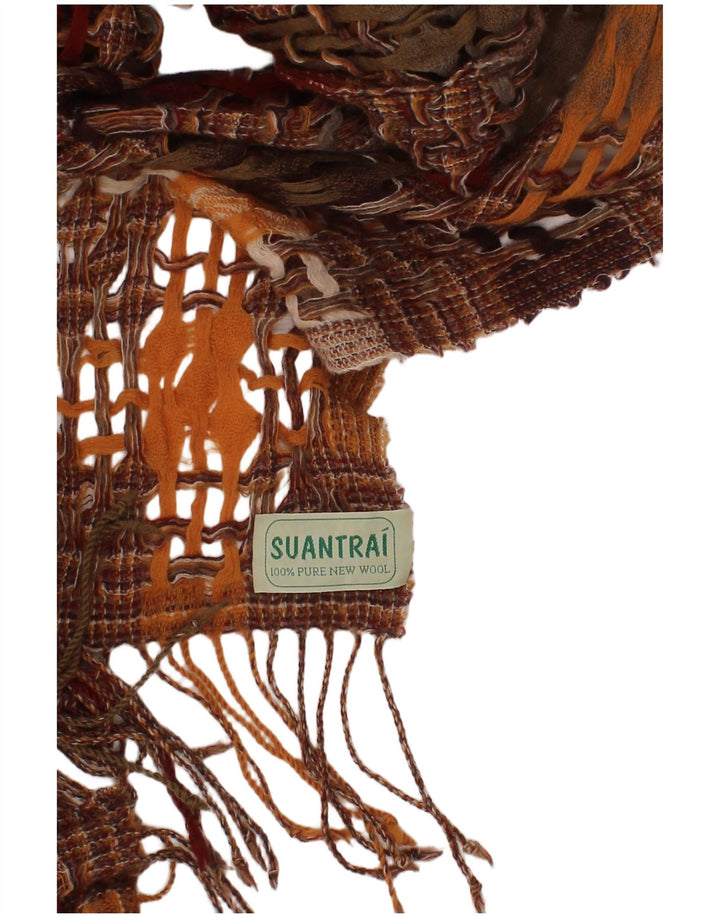 Suantrai Damen-Rechteckschal, Einheitsgröße, braun, geometrisch, Schurwolle, Bohemian-Stil