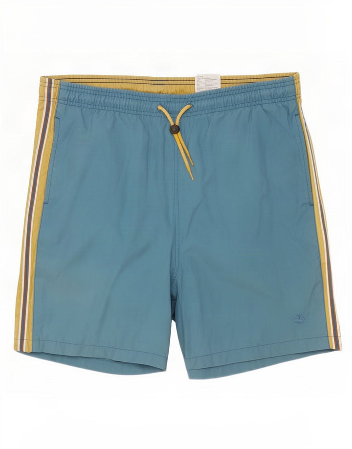 Timberland Herren-Badeshorts, klein, blaues Farbblock-Polyester