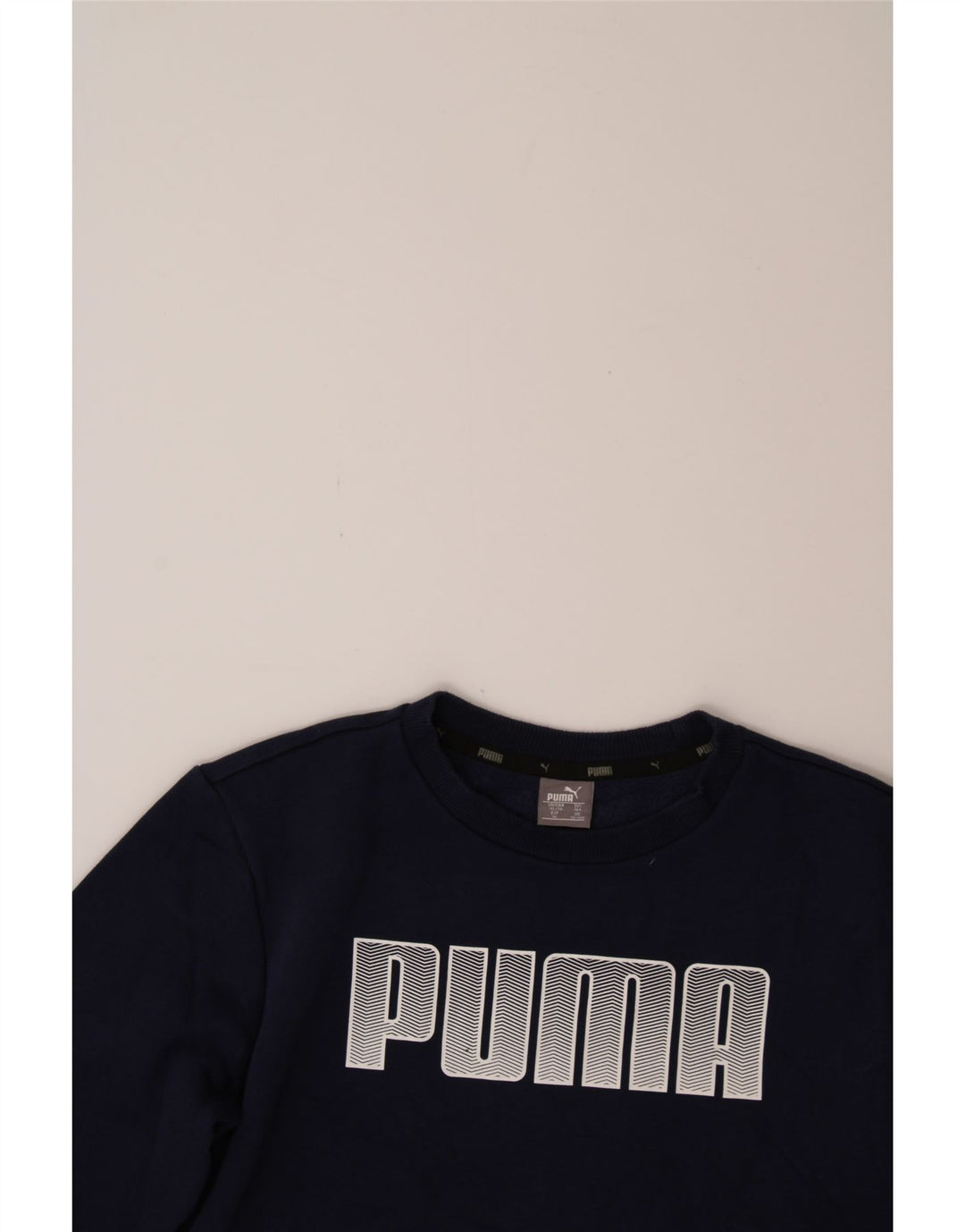 PUMA Boys Graphic Sweatshirt Jumper 13-14 Years Navy Blue Cotton Vintage Puma and Second-Hand Puma from Messina Hembry 