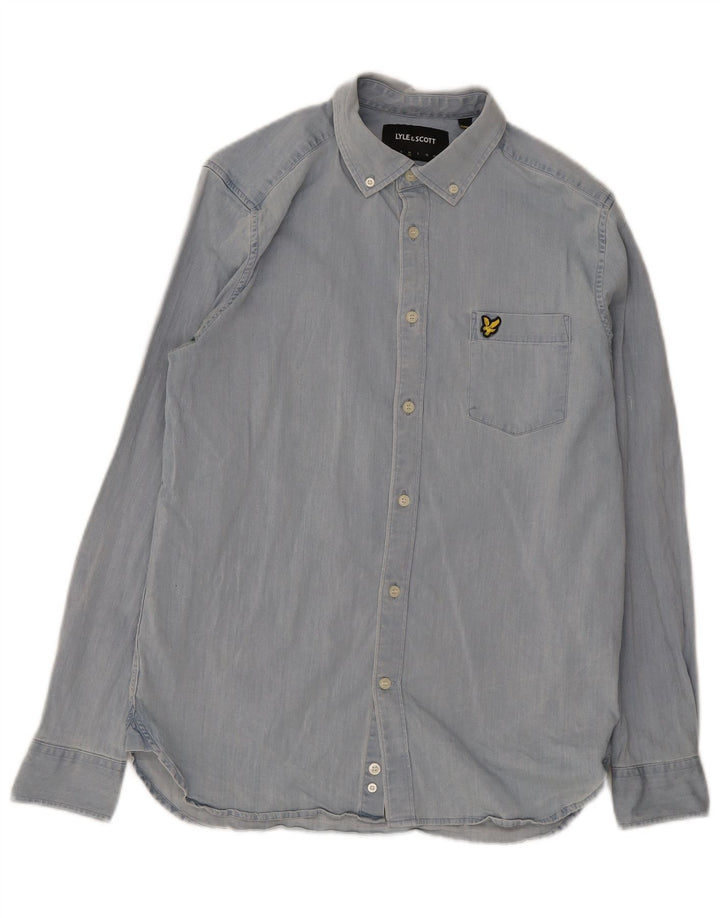 Lyle & Scott Herrenhemd aus mittelblauer Baumwolle