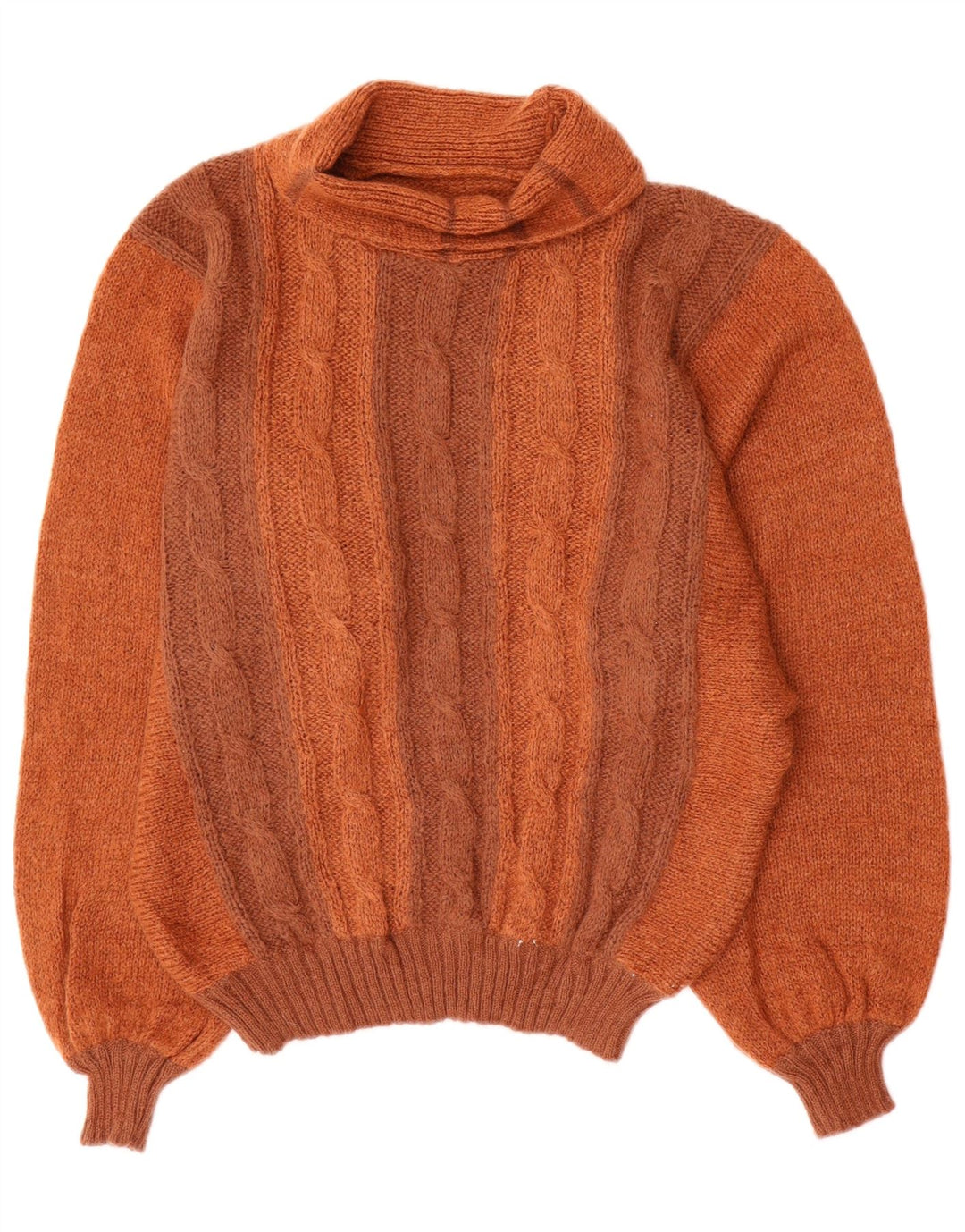 Vintage Damen Rollkragenpullover Pullover IT 46 Großer brauner Farbblock