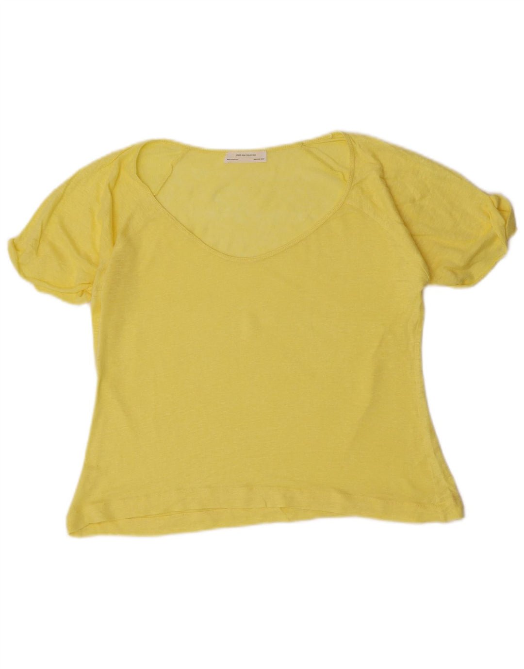 Zara Damen T-Shirt Top UK 12 Mittelgelb