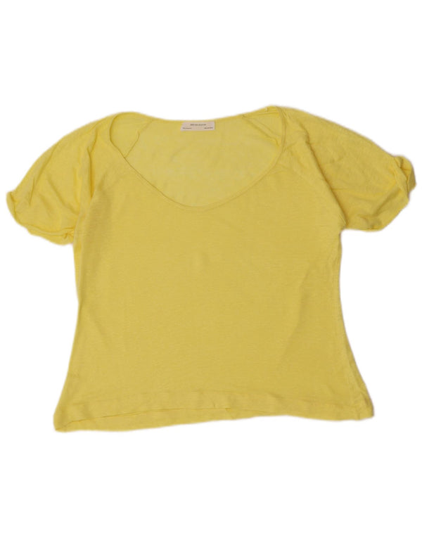 Zara Damen T-Shirt Top UK 12 Mittelgelb