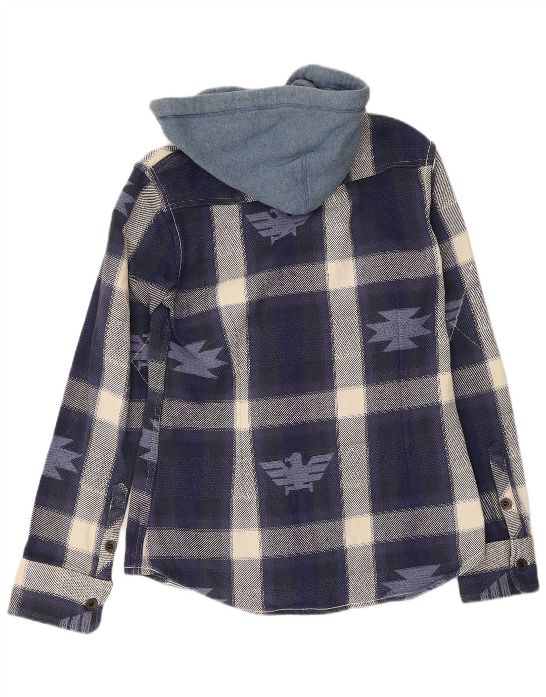 Superdry Herren-Lumberjack-Flanellhemd mit Kapuze in Mittelblau mit Aztekenmuster