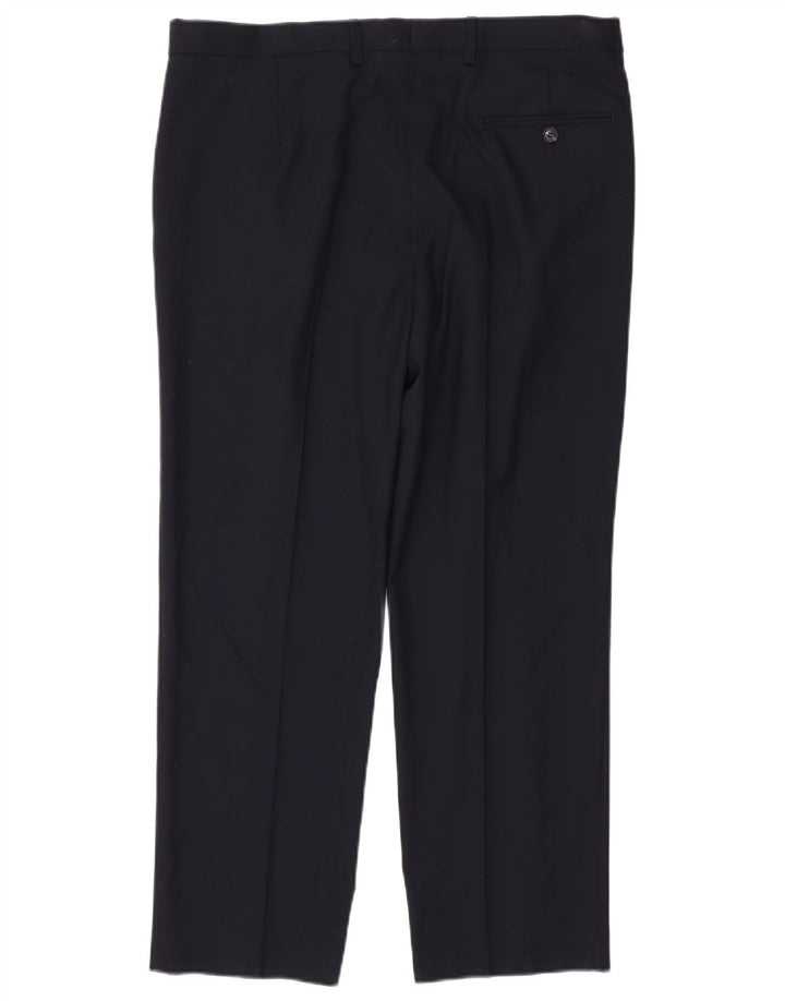 MARKS & SPENCER Mens Regular Fit Pegged Suit Trousers W36 L29 Navy Blue