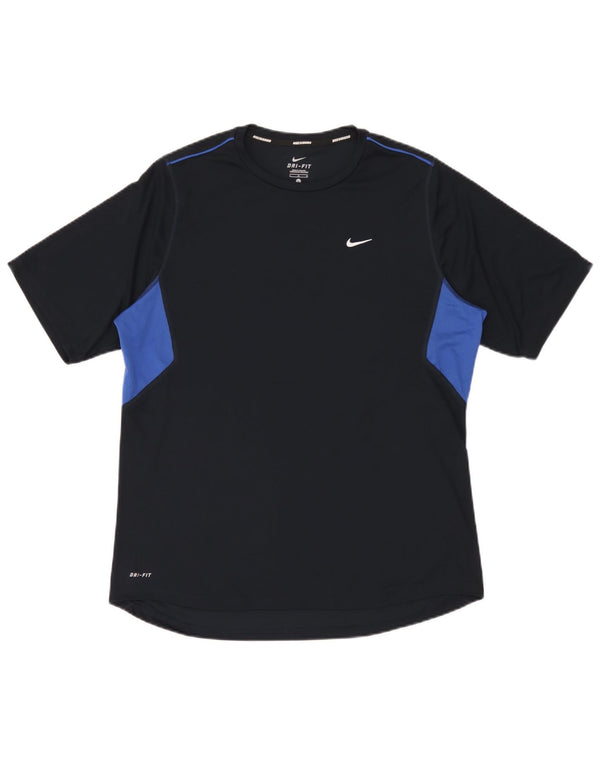Nike Herren Dri Fit T-Shirt-Oberteil, groß, Marineblau, Farbblock