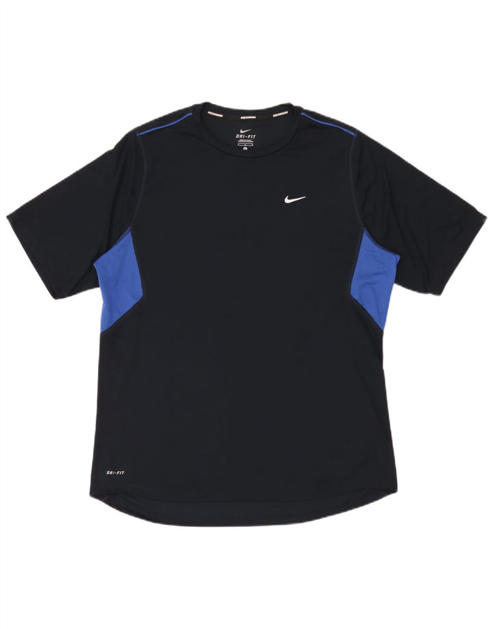 Nike Herren Dri Fit T-Shirt-Oberteil, groß, Marineblau, Farbblock