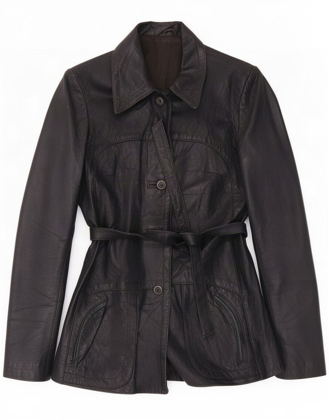 Vintage Damen Lederjacke UK 8 Small Schwarz