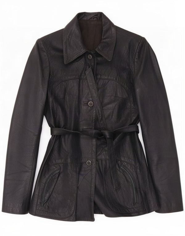 Vintage Womens Leather Jacket UK 8 Small Black