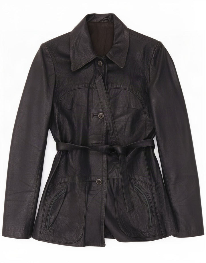 Vintage Damen Lederjacke UK 8 Small Schwarz