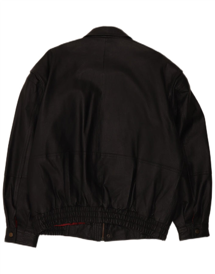 C&A Herren-Lederjacke IT 50, großes schwarzes Leder