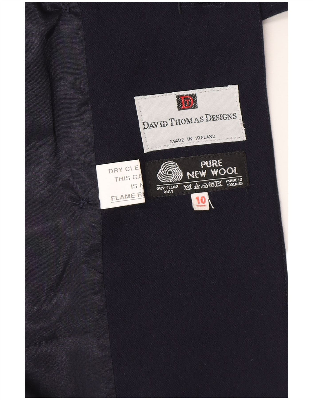 Vintage Damen Zweireiher Blazer Jacke UK 10 Small Marineblau
