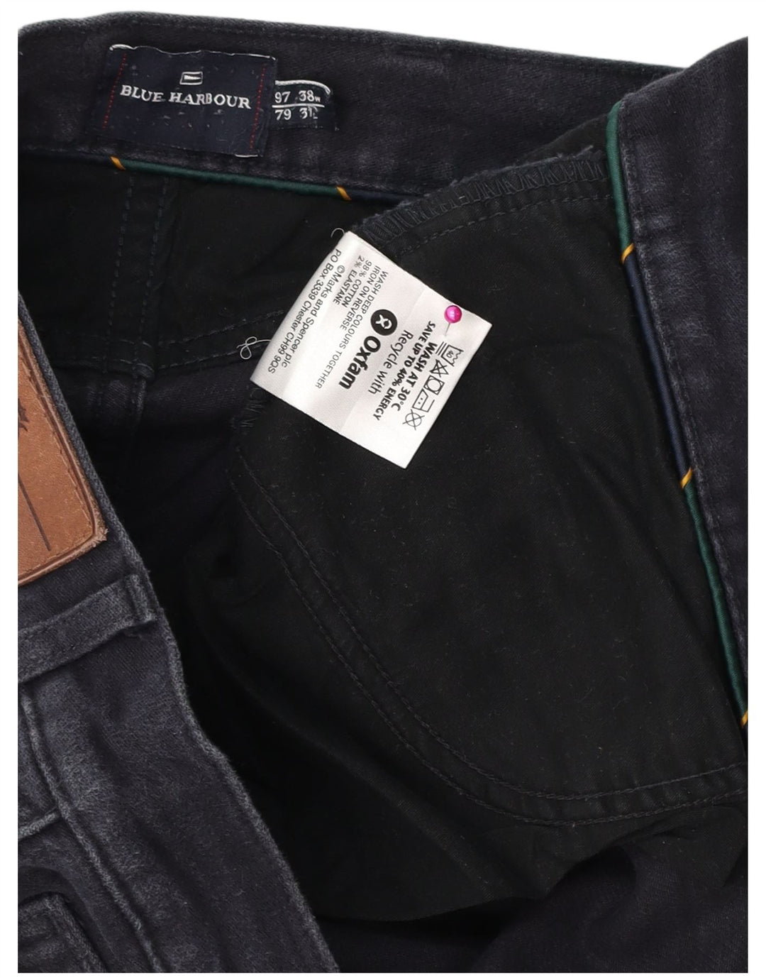 Marks & Spencer Herren Blue Harbor Straight Jeans W38 L31 Marineblaue Baumwolle