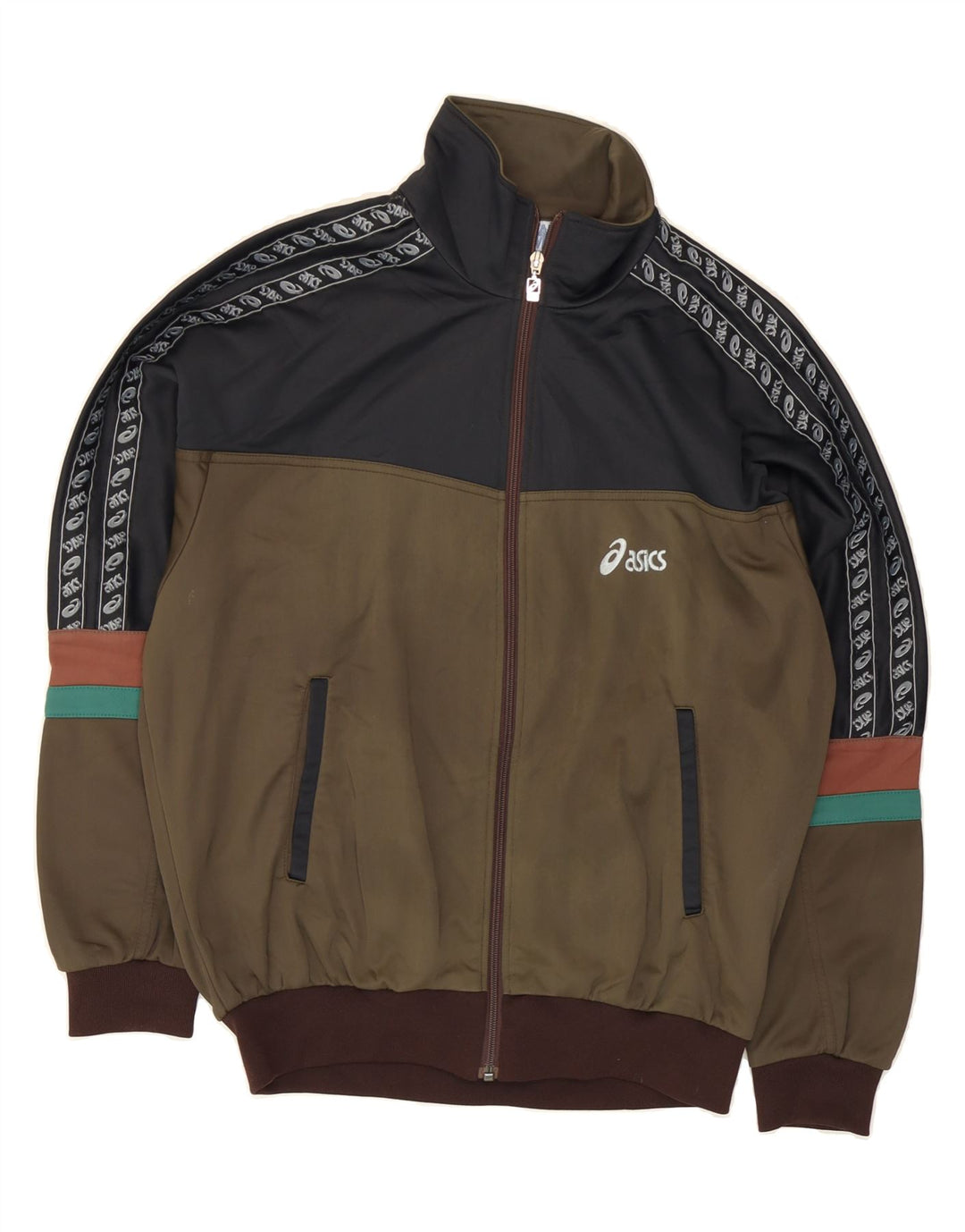 ASICS Herren Vintage Trainingsanzug Top Jacke IT 48 Mittelgrün Farbblock