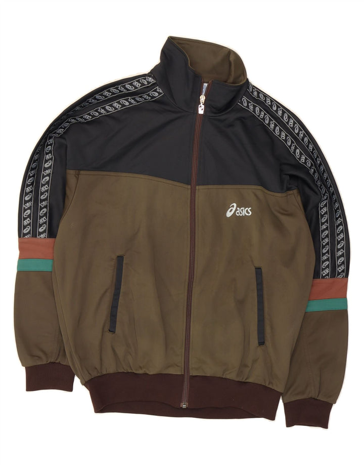 ASICS Herren Vintage Trainingsanzug Top Jacke IT 48 Mittelgrün Farbblock