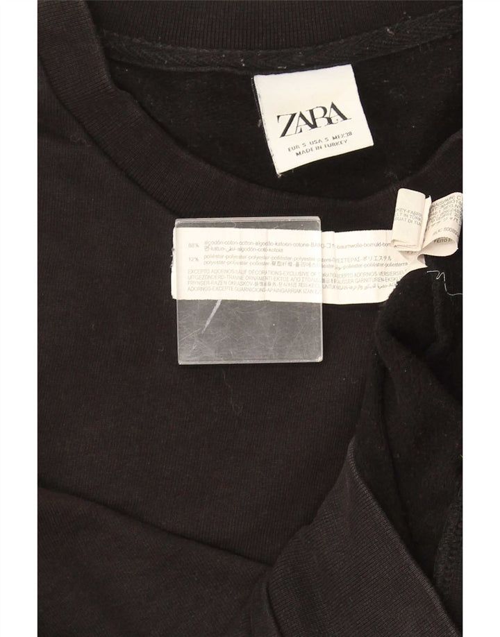 Zara Herren Sweatshirt Pullover Small Schwarz Baumwolle