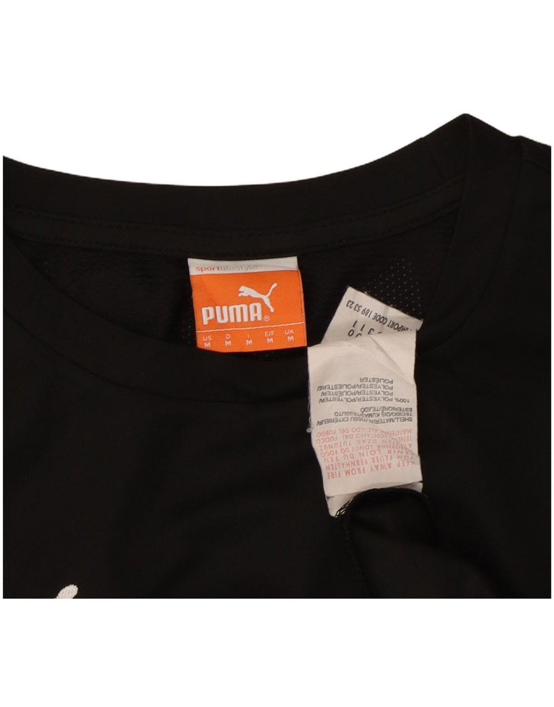PUMA Mens Graphic T-Shirt Top Medium Black Polyester