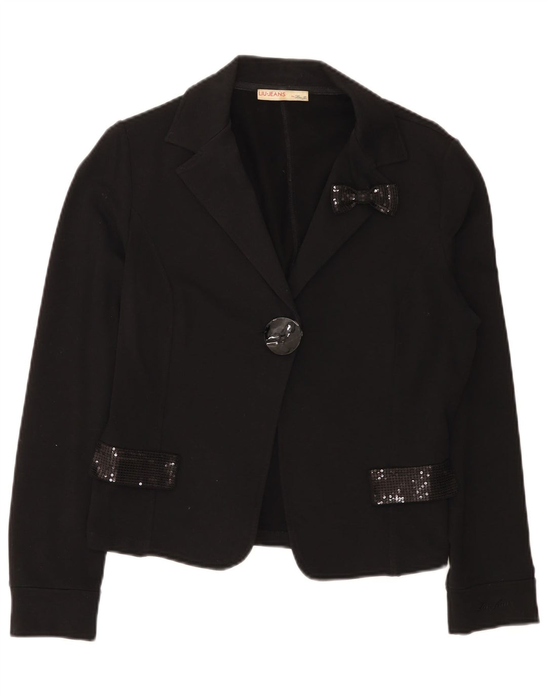 Liu Jo Damen 1-Knopf-Blazerjacke UK 18 XL Schwarz Baumwolle