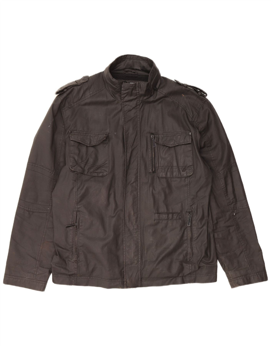 Vintage Herren Militärjacke UK 42 XL Schwarz Baumwolle