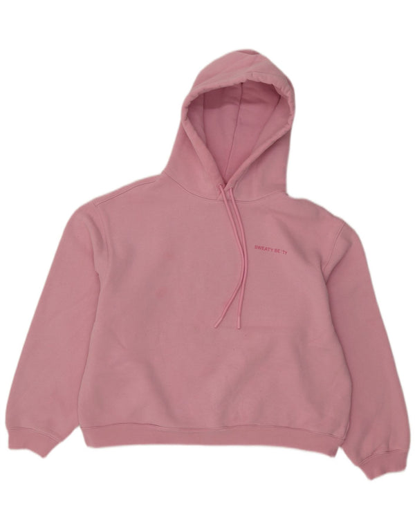 Sweaty Betty Womens Oversized Hoodie Jumper UK 16 Large Pink Cotton