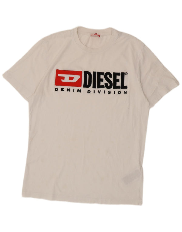 Diesel Herren Grafik-T-Shirt-Oberteil XL aus weißer Baumwolle