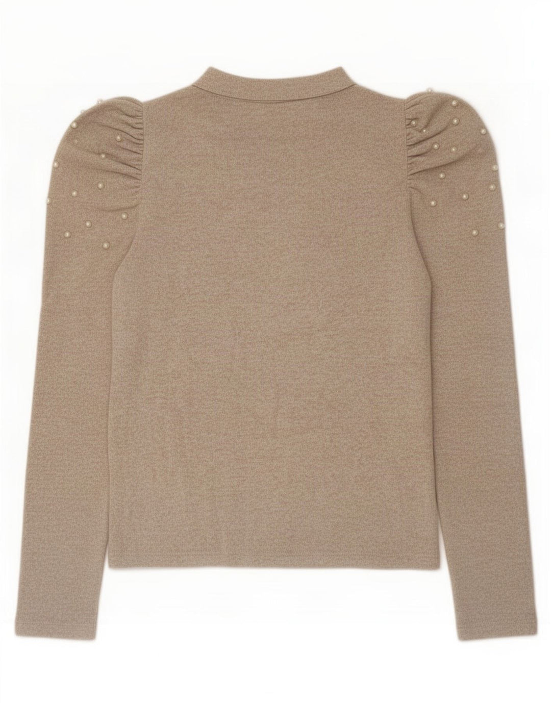 Zara Damen Top Langarm UK 12 Mittelbeige meliert