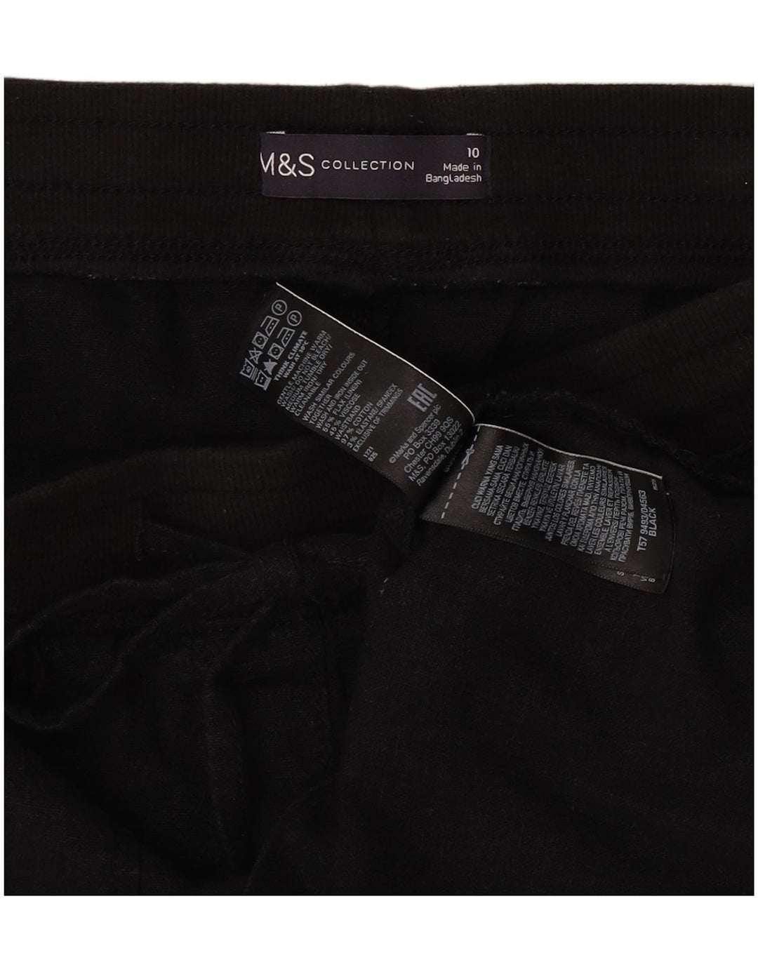 Marks & Spencer Damen Midirock UK 10 Small W30 Schwarzes Leinen