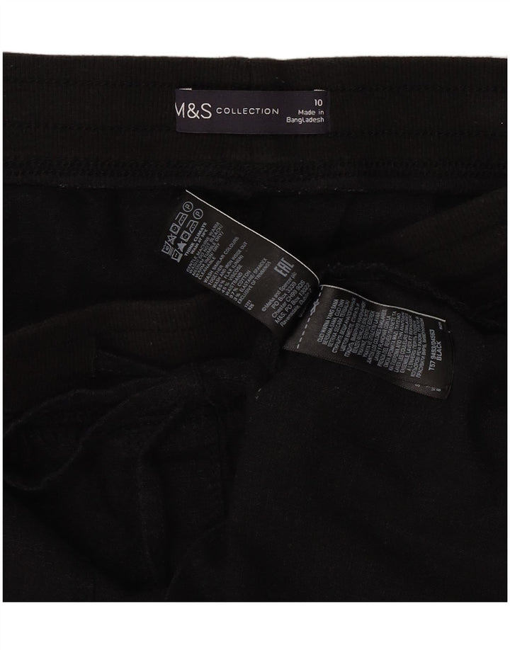 Marks & Spencer Damen Midirock UK 10 Small W30 Schwarzes Leinen