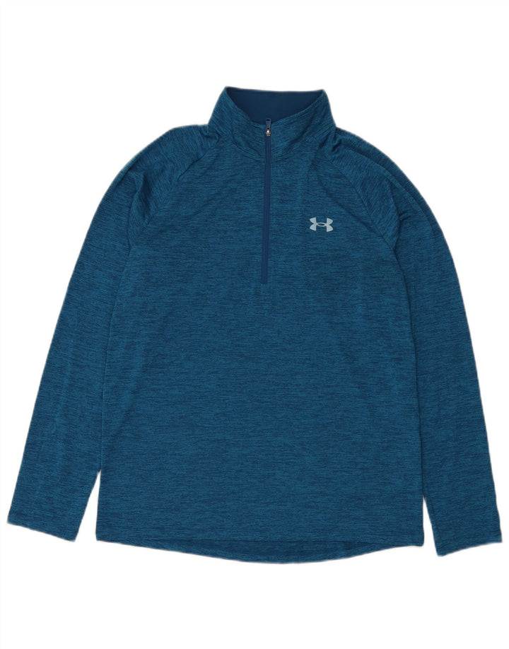 Under Armour Herren-Pullover-Trainingsoberteil mit Reißverschluss und Halsausschnitt, mittelblau meliert