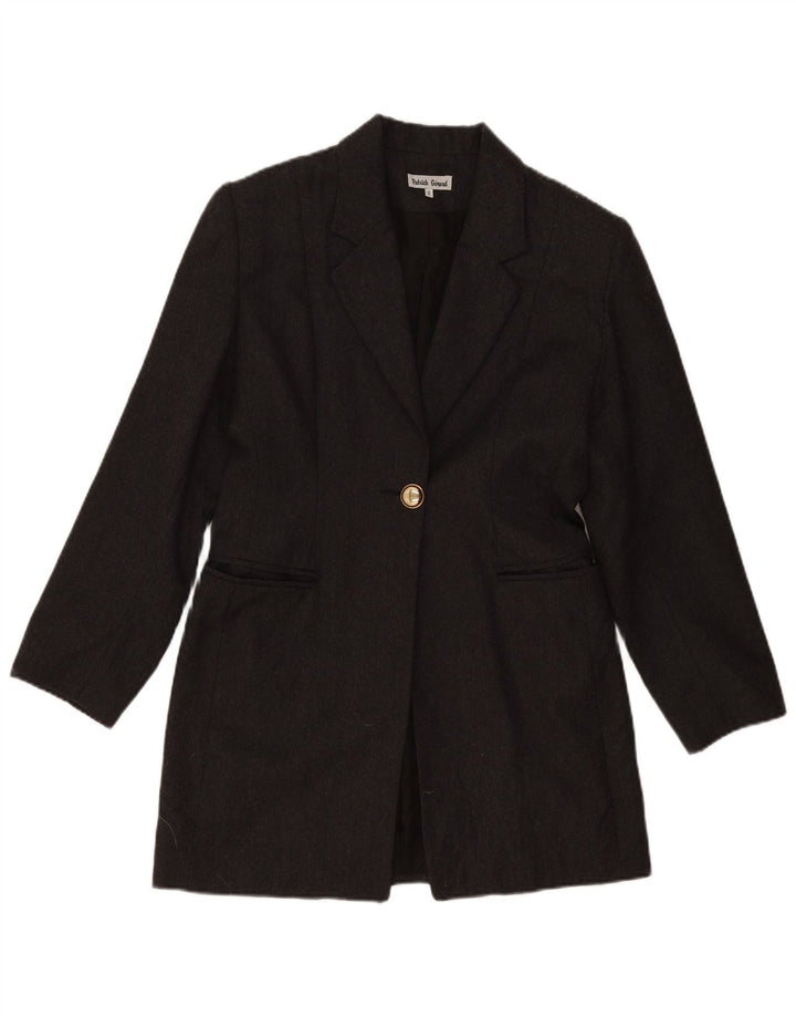 Vintage Damen Longline 1 Knopf Blazer Jacke US 2 XS Graue Wolle