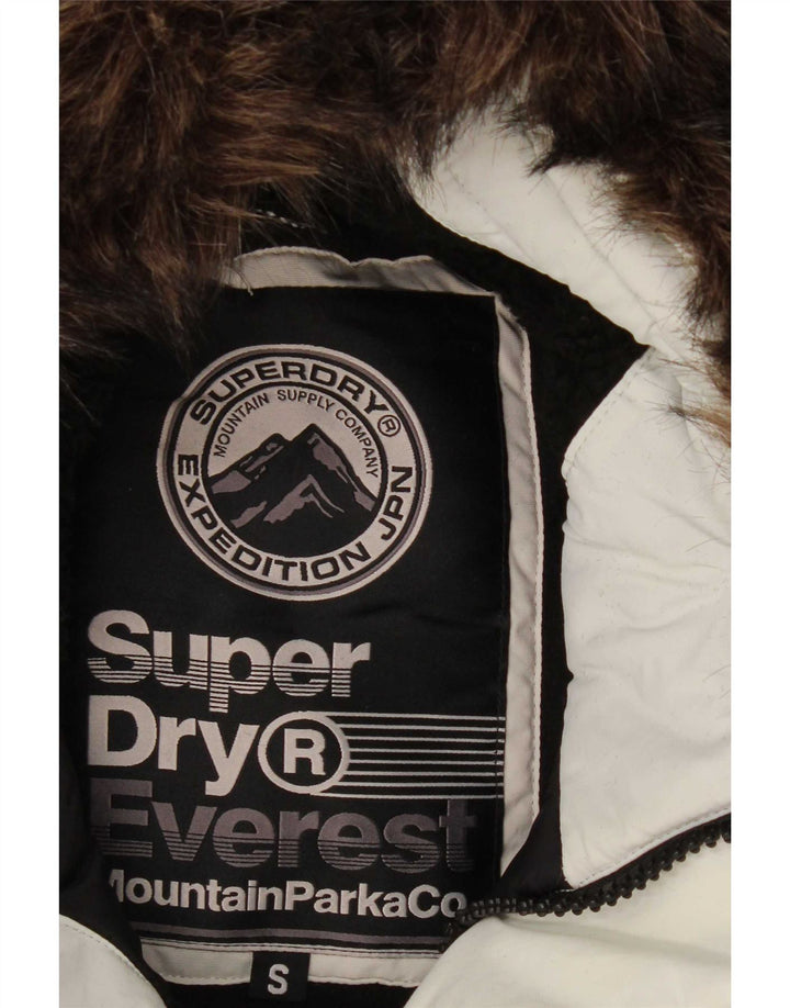 Superdry Herren-Parka mit Kapuze, Größe 36, Größe S, Weiß, Polyester