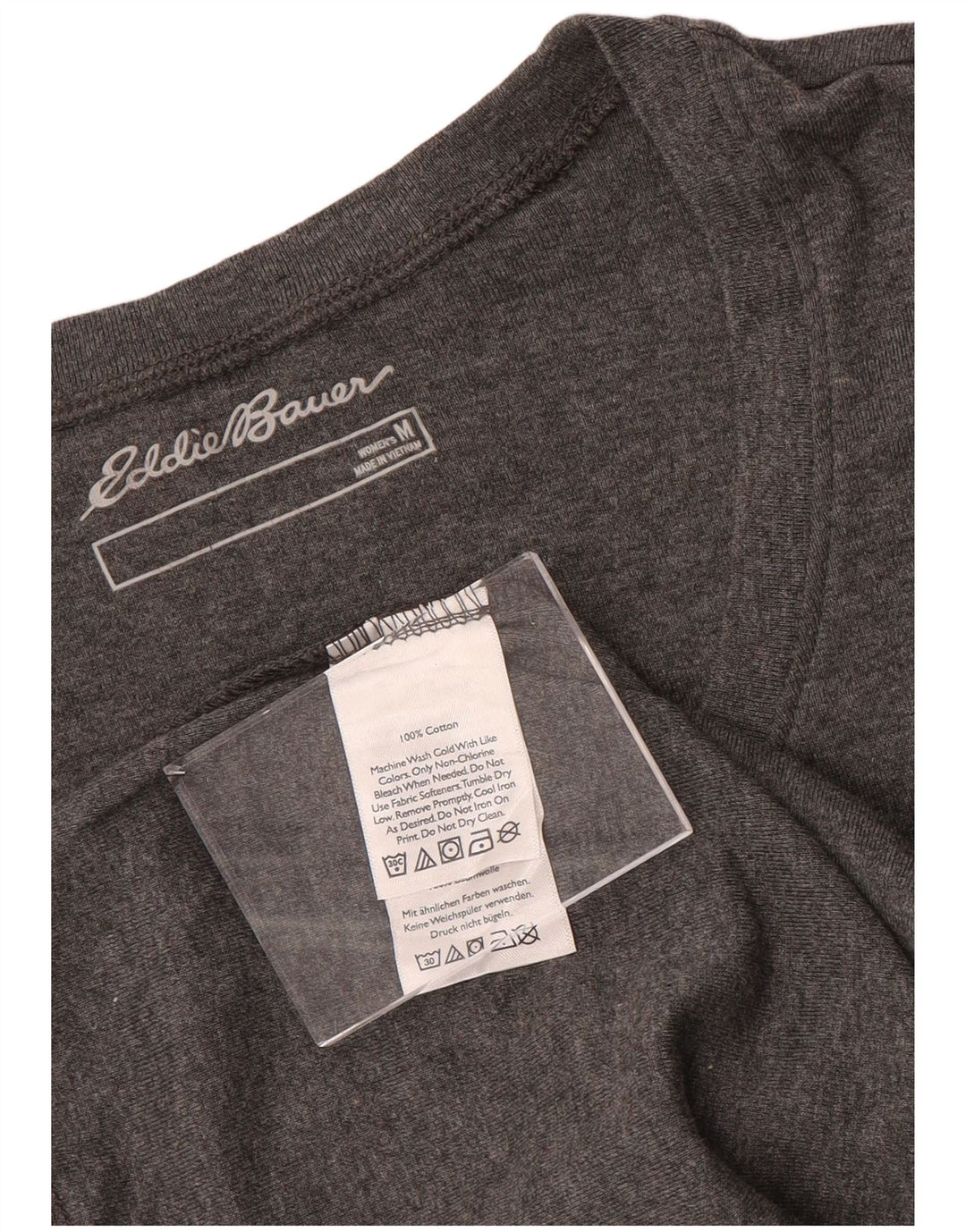 EDDIE BAUER Damen Top 3/4 Ärmel UK 12 Mittelgraue Baumwolle
